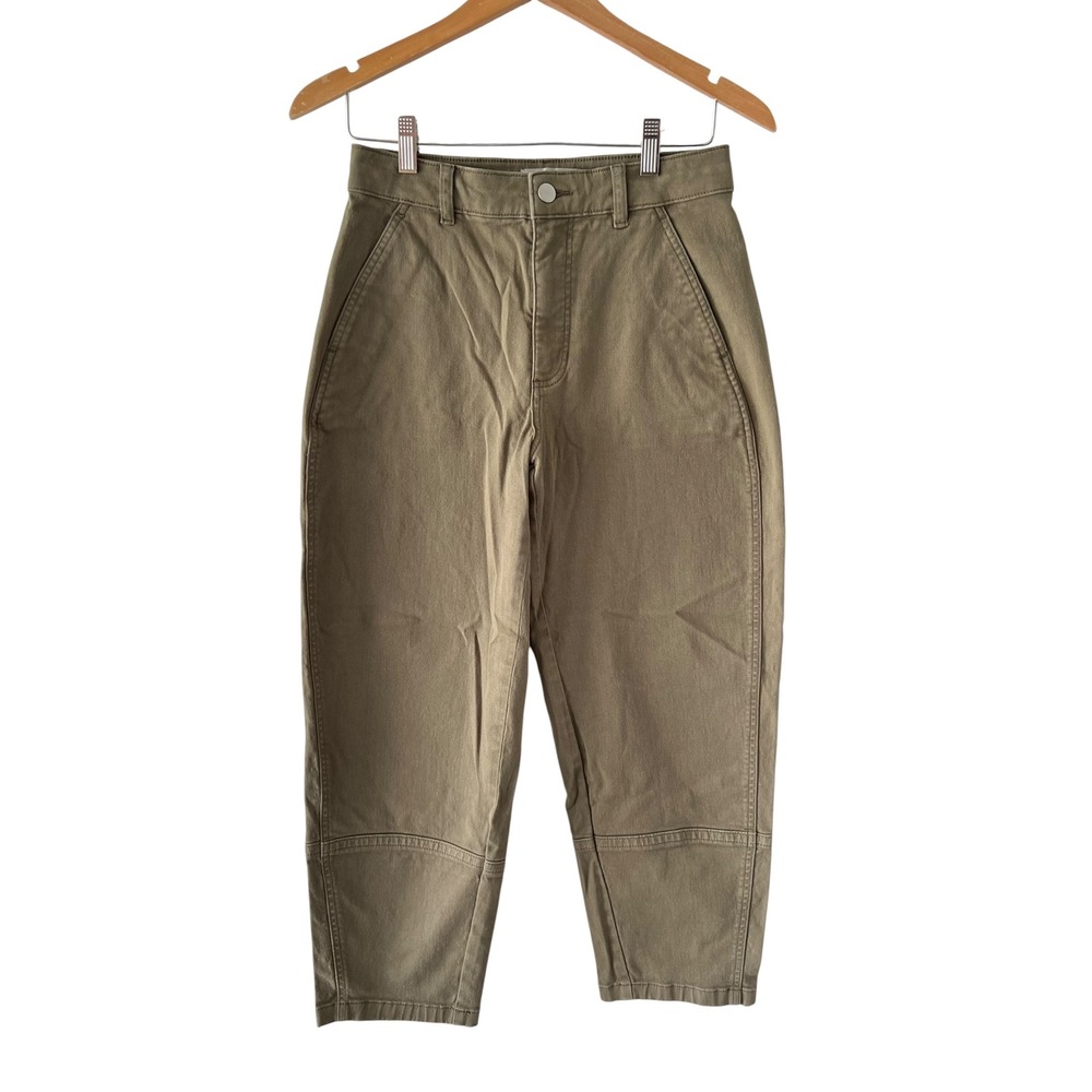 Everlane Utility Barrel Pant Olive Green Organic Cotton Utility Tapered Size 4 - Picture 2 of 7